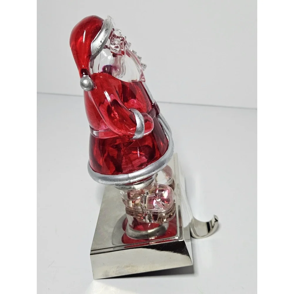 Vintage Macy Holiday Lane Light Up Santa Acrylic Christmas Stocking Holder Hange